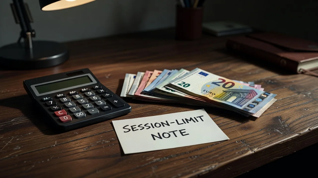 Bankroll calculator and a session limit note for Aerobet slots