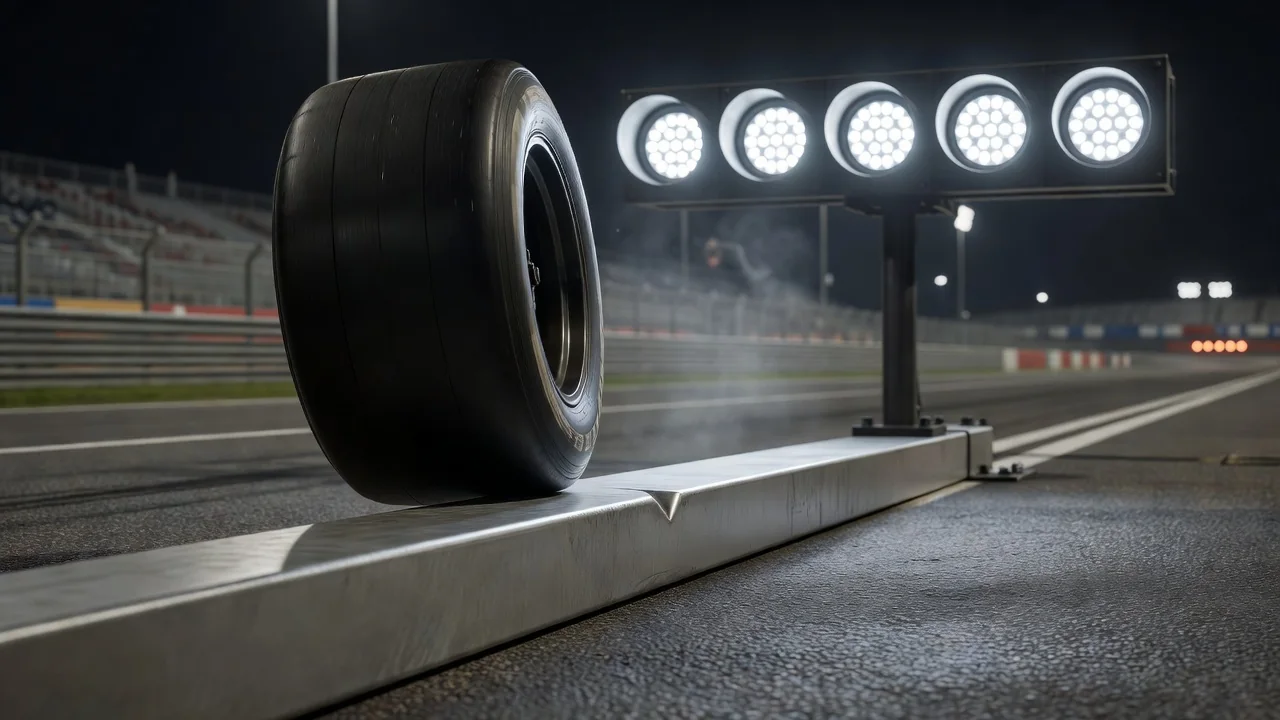 Front tire in the stage beam under the tree