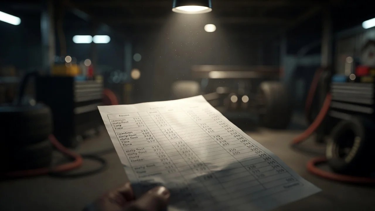 Timeslip on a clipboard with reaction and sixty-foot circled